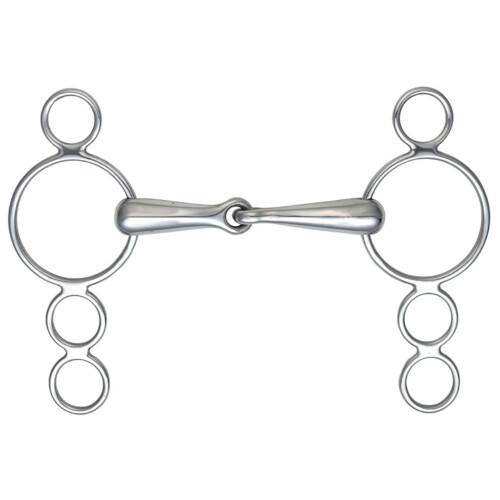 (6in, Silver) Shires Jointed Horse 3 Ring Gag Bit