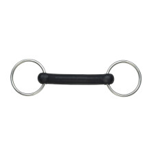 (5.5in, Black/Silver) Shires Flexible Rubber Horse Loose Ring Snaffle Bit