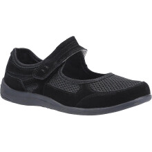 (5 UK, Black) Fleet & Foster Womens/Ladies Morgan Touch Fastening Suede Shoe