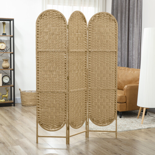 Homcom HOMCOM 3-Panel Folding Freestanding Privacy Screen, Natural Wood Finish 1