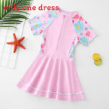 (Floral,2XL)Childrens Girl Swimsuit One Piece Dress Style Polyester For Kids Ages 2 To 12