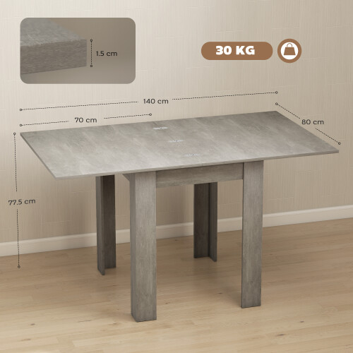 Homcom HOMCOM Folding Dining Table for 4-6, Drop Leaf Table for Small Spaces, Grey 2