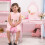 Conjunto de penteadeira infantil com banquinho, espelho e gaveta, rosa. 2
