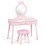 Conjunto de penteadeira infantil com banquinho, espelho e gaveta, rosa. 6