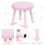 Conjunto de penteadeira infantil com banquinho, espelho e gaveta, rosa. 7