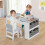 Conjunto de mesa e cavalete de arte infantil, 2 cadeiras, com espaço para armazenamento. 3