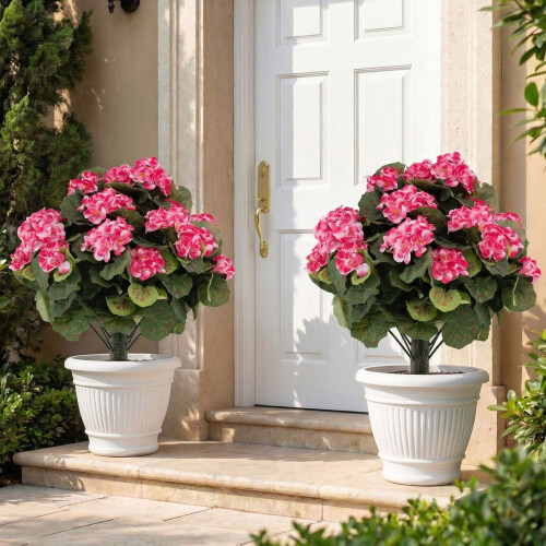 Conjunto de 2 Gerânios Artificiais Rosa, para Ambientes Internos e Externos 1
