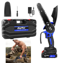(1 Battery) Electric Chain Saw Mini Cordless Brushless Chainsaws 6inch with Chain 1300mAh Battery Safety Button for Tree Trimming Wood Cutting