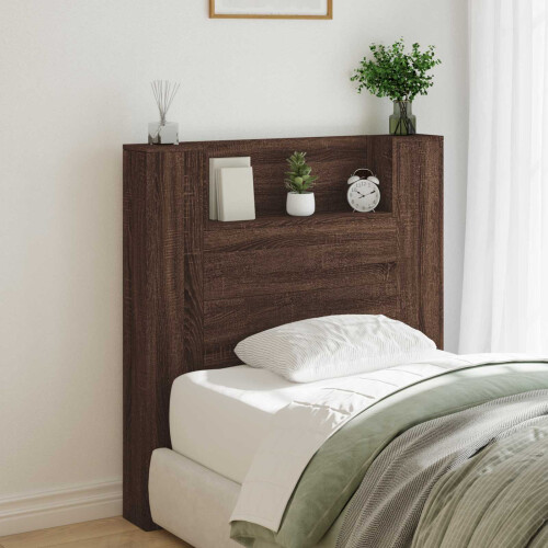 VidaXL vidaXL Storage Headboard with LED Brown Oak Engineered Wood