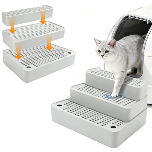 Adjustable 3-Step Cat Ramp for Litter Boxes, Non-Slip Cat Pedal Step Stool with Filter Function 2