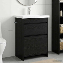 vidaXL Bathroom Furniture Set Black Oak 61 x 40 x 84.5 cm