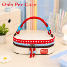 (White) Multicolor Grid Pen Organizer With Durable Fabric For School And Study Home