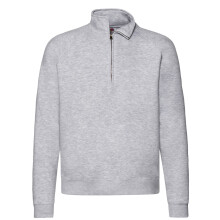 (L, Heather Grey) Fruit of the Loom Mens Premium Zip Neck Sweatshirt