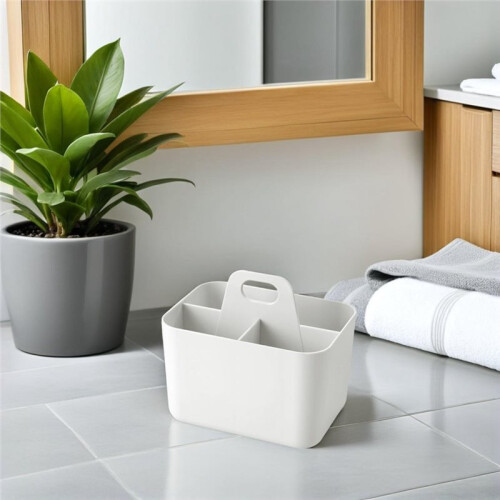 Desktop Organizer Box with Handle, Portable Split Pen  Caddy, Versatile Cosmetic Container for Bedroom Table 1