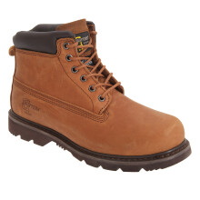 (10 UK, Light Brown) Grafters Mens 6 Eye Padded Leather Work Boots