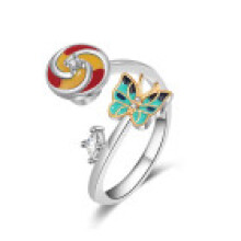 (Style 19) Butterfly Spinner Womens Ring With Polished Finish For And Relaxation Anxiety