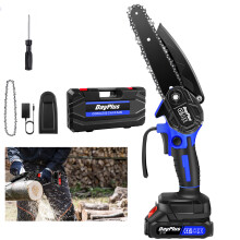 (2 Batteries) Cordless Saw 6inch Mini Chainsaw Brushless Motor for Wood Cutting Tree Trimming with Security Lock Chain and Carry Case