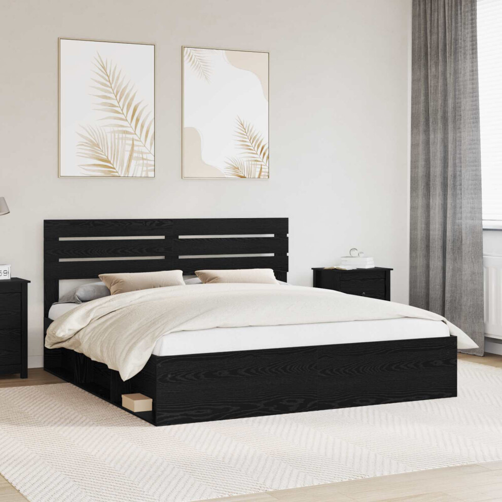 Vidaxl Bed Frame With Headboard Black 200 X 200 Cm Solid Pine Wood