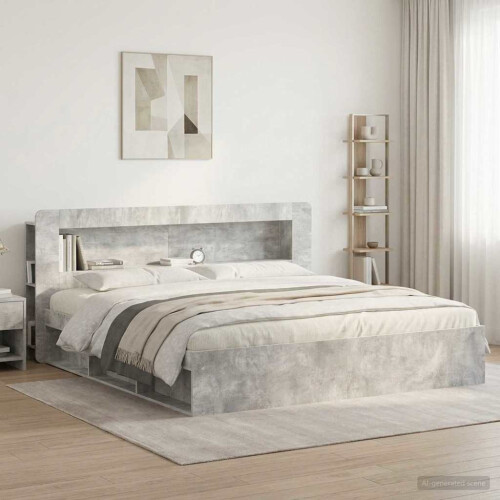 VidaXL vidaXL Headboard Cabinet with Storage Concrete Grey Engineered Wood