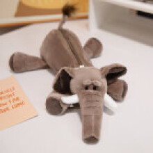 (Elephant) Animal Stationery Plush Holder With Spacious Main Compartment For And School Home