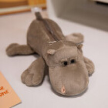 (Hippo) Animal Stationery Plush Holder With Spacious Main Compartment For And School Home