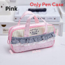 (Pink) Large Cat Capacity Stationery Bag With Durable Oxford Essentials Material Teens