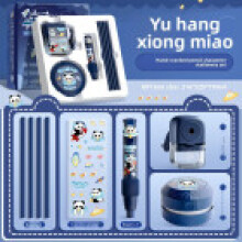 (Blue) Panda Theme Capybara Hand Crank Pencil Sharpener School Stationery Kids For Gift