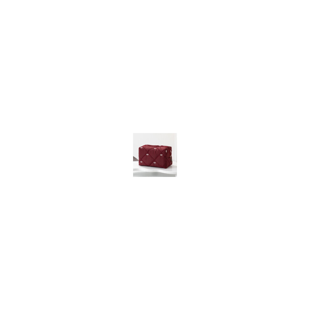 (Red) Trendy Butterfly Pattern Makeup Pouch With Zipper For Travel Daily Use And