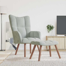 vidaXL Relaxing Chair Light Grey Velvet