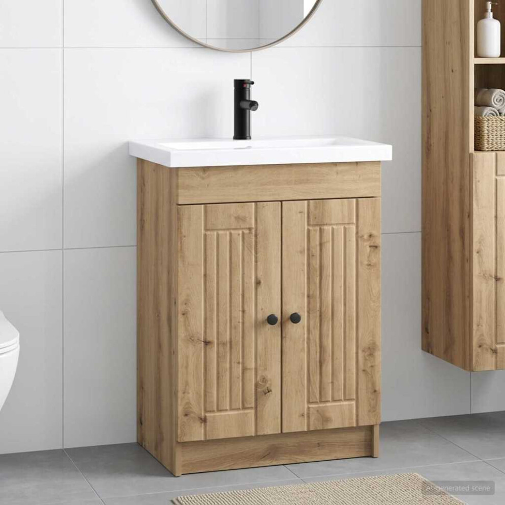 Vidaxl Bathroom Furniture Set Artisan Oak 56 X 37.5 X 81 Cm