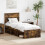 VidaXL vidaXL Bed Frame with Headboard Smoked Oak 75 x 190 cm Solid Pine Wood 1