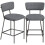Set of 2 Upholstered Bar Stools Curved Backrest Kitchen Grey 1