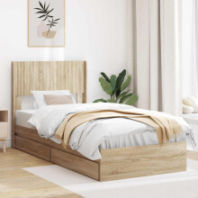 vidaXL Bed Frame with Storage and Headboard Sonoma Oak 90 x 190 cm