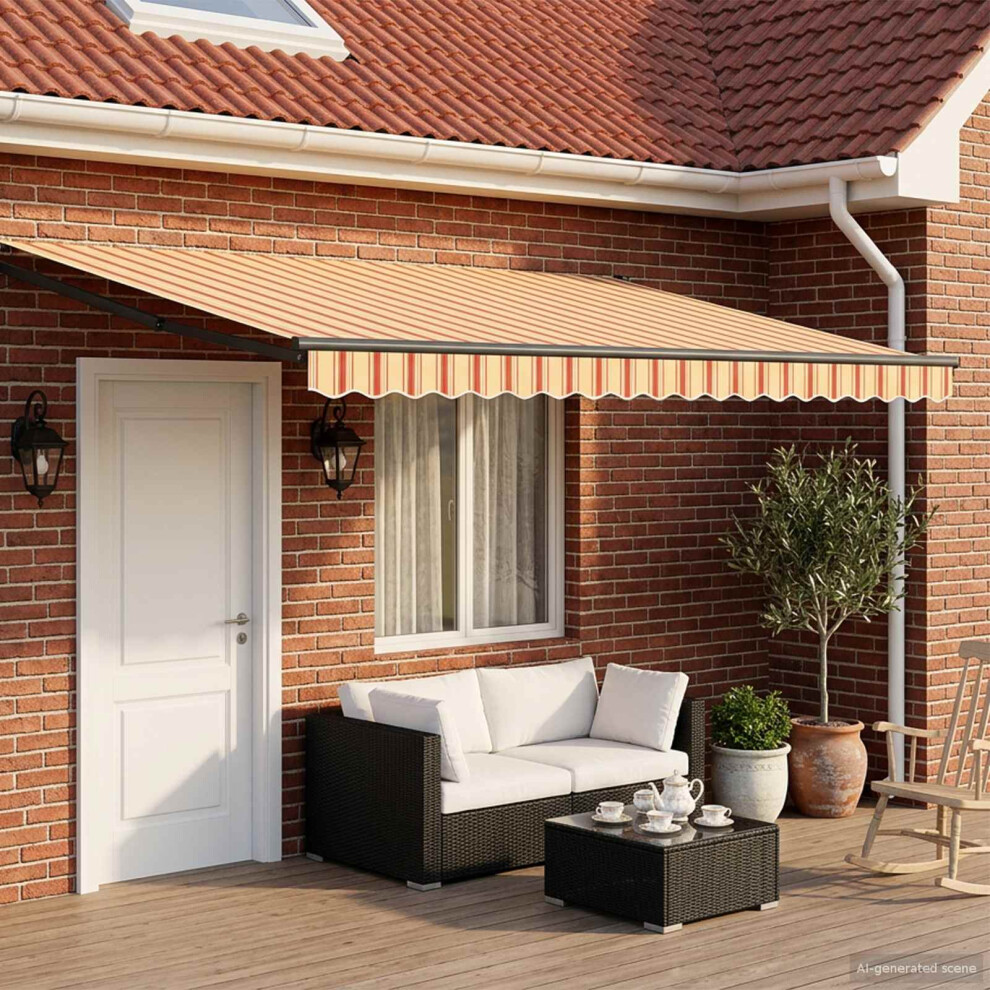 Vidaxl Manual Retractable Awning With Leds Multicolour 4 X 3 M