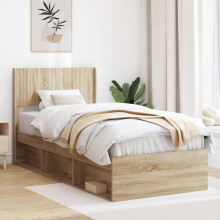 vidaXL Bed Frame with Storage and Headboard Sonoma Oak 90 x 190 cm