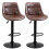 Set of 2 Adjustable Bar Stools with Footrest Black Brown 1