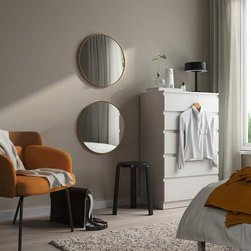 IKEA LINDBYN Gold Round Mirror 50cm 1
