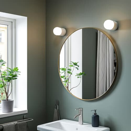 IKEA LINDBYN Gold Round Mirror 80cm 2