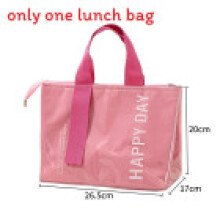 (Pink) Thermal Lunch Insulated Tote With Thick Aluminum Foil For Outdoor Activities