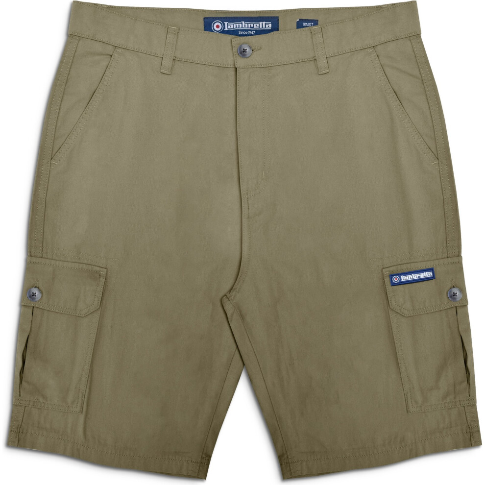 Lambretta (36, Khaki) Mens Cargo Shorts