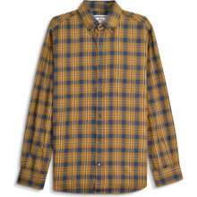 (XL, Mustard/Navy) Lambretta Mens Brushed Checkered Long Sleeve Shirt