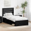 VidaXL vidaXL Bed Frame with Headboard Black 75 x 190 cm Solid Pine Wood 1