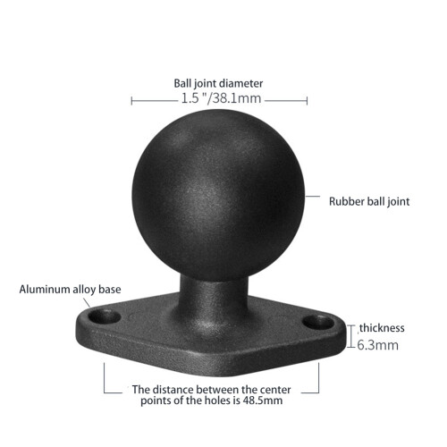 Base de Montagem de Losango de AlumíNio com CabeçA de Esfera de Borracha de 1,5 Polegadas Base de Montagem de Motocicleta para Dispositivos de 1