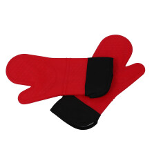 2pcs Rojo Silicona Cocina Guante de cocina Sostenedor de Pote con Extra Larga Lienzo Manejar Cosiendo para barbacoa / Calor barbacoa que resiste hasta
