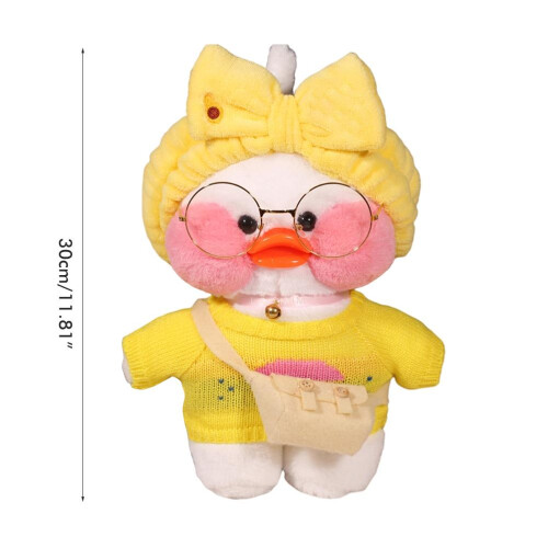 Weiße Ente Plüschtier 30cm Katze Mütze 1
