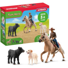Schleich Farm World - 6Pc Western Riding Adventures - Kids Ages 3+ | 42578 | Farm Animal Figurine, Realistic Animal Toys, Barn Toy for Kids 3+,