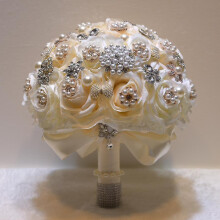 (Color as picture) Round Blush Wedding Teardrop Butterfly Brooch Bouquet