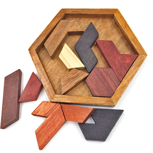 Sechseck Tangram Puzzle Holz Kinder pädagogisches 1