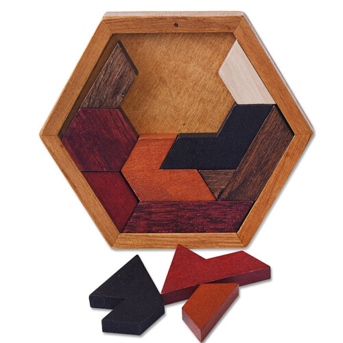 Sechseck Tangram Puzzle Holz Kinder pädagogisches 2