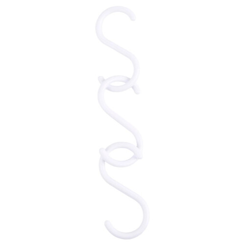 3 Pcs White Plastic S Shaped Hanging Hooks Scarf Apparel Hangers